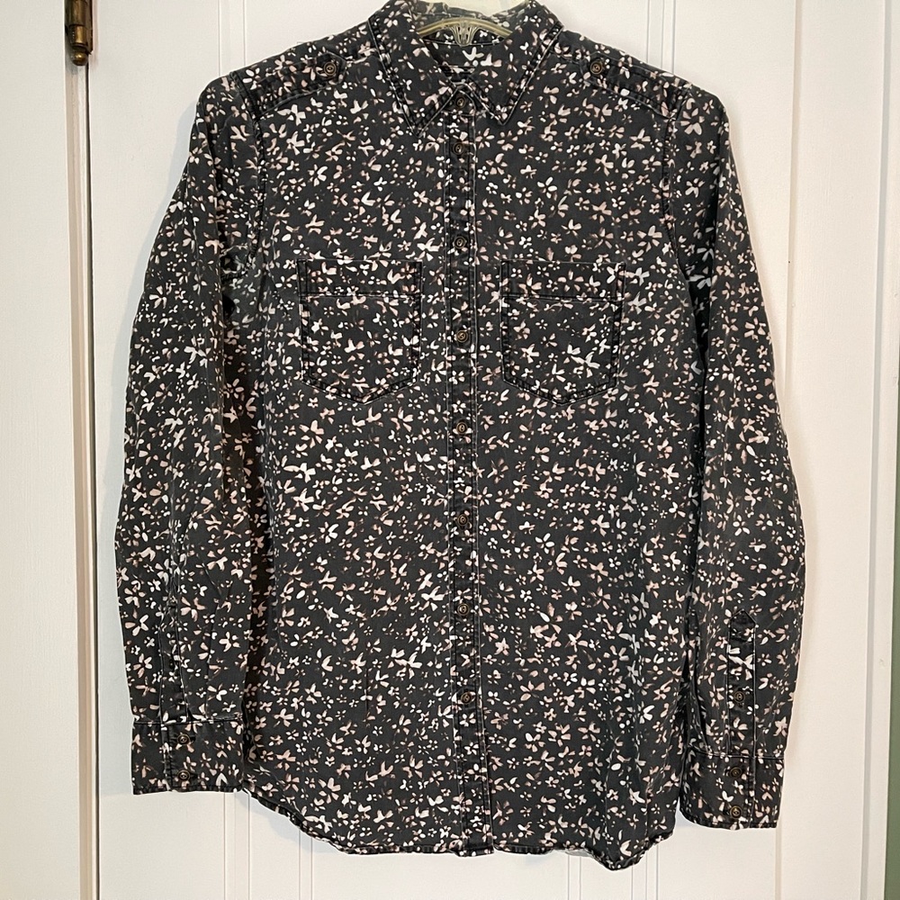 Express - Women’s Floral Boyfriend Fit Long Sleeve Button Down, Size S